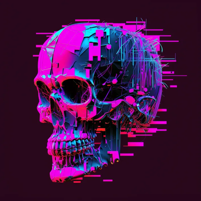 a colorful skull with a black background