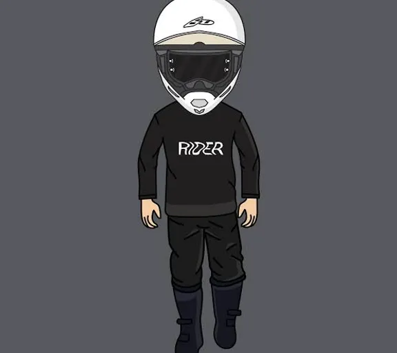 a drawing of a person wearing a motorcycle helmet