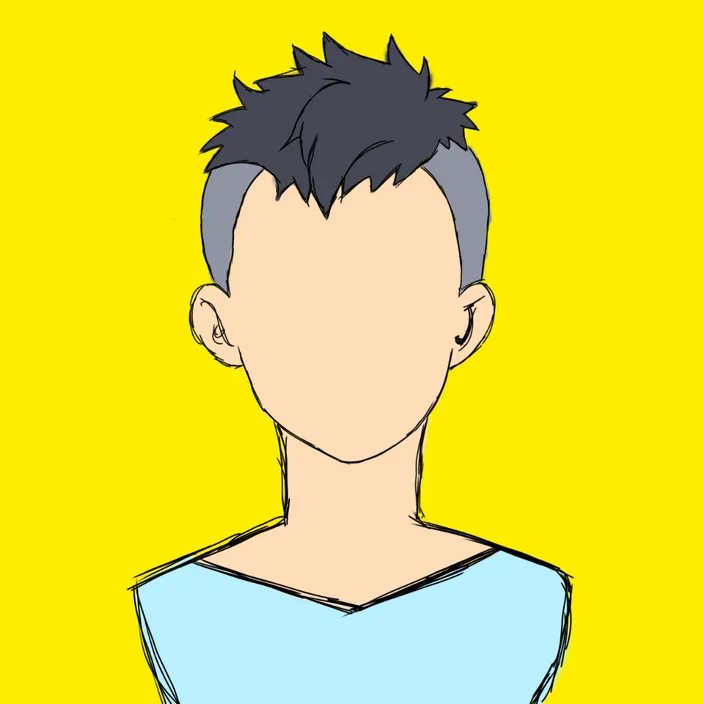 a drawing of a man with a short haircut