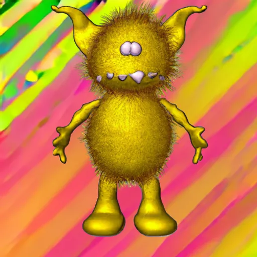 a digital painting of a yellow monster on a multicolored background