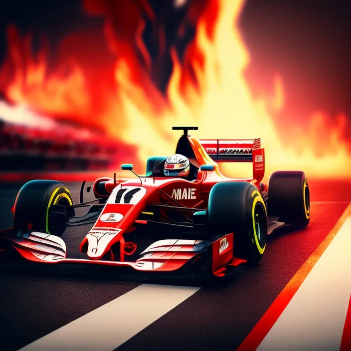 a red race car driving down a race track