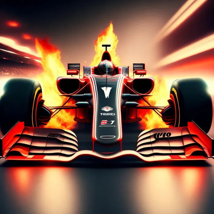 a red race car with flames coming out of it