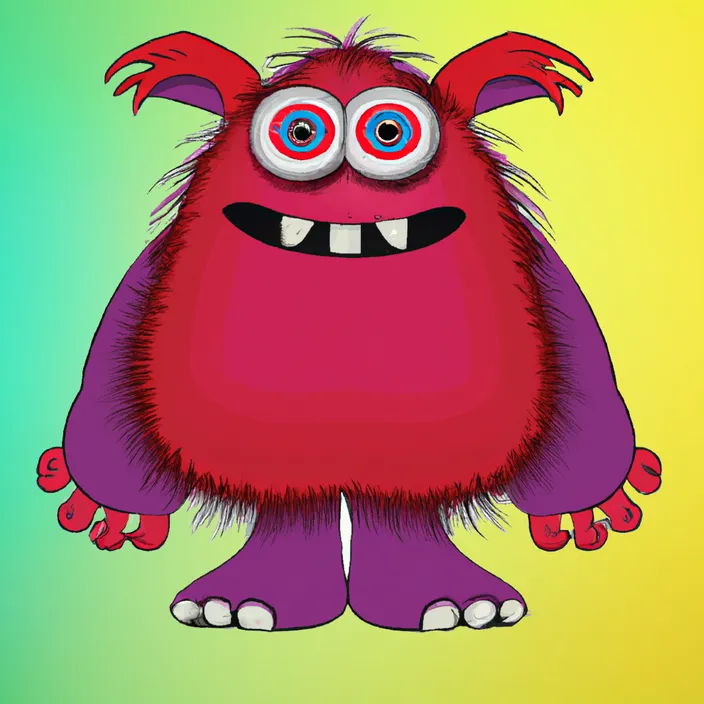 a red monster with big eyes and big teeth