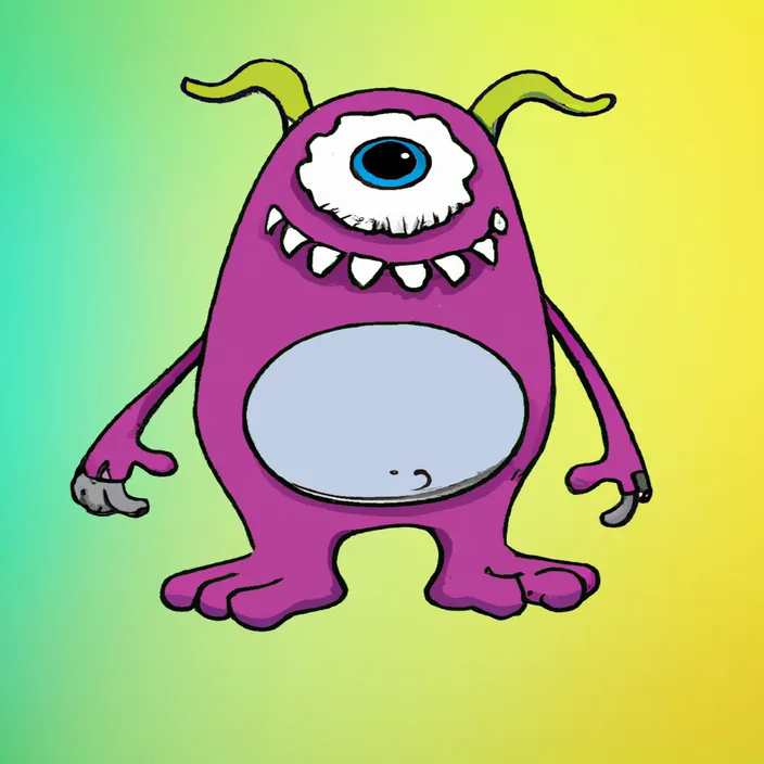 a pink monster with big eyes and big teeth