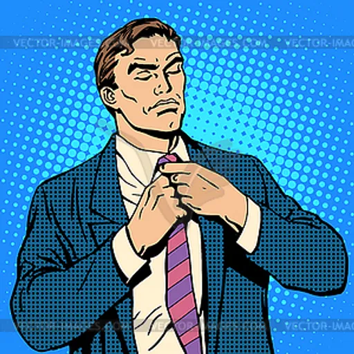 a man adjusting his tie in a pop art style