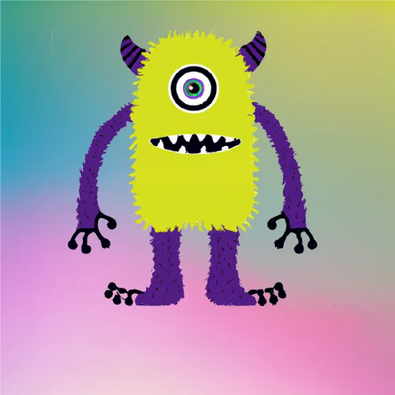 a drawing of a yellow monster with big eyes