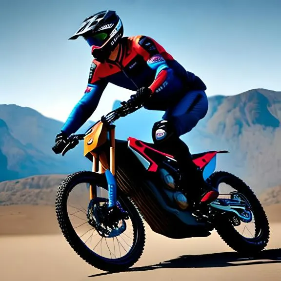 a man riding a dirt bike in the desert