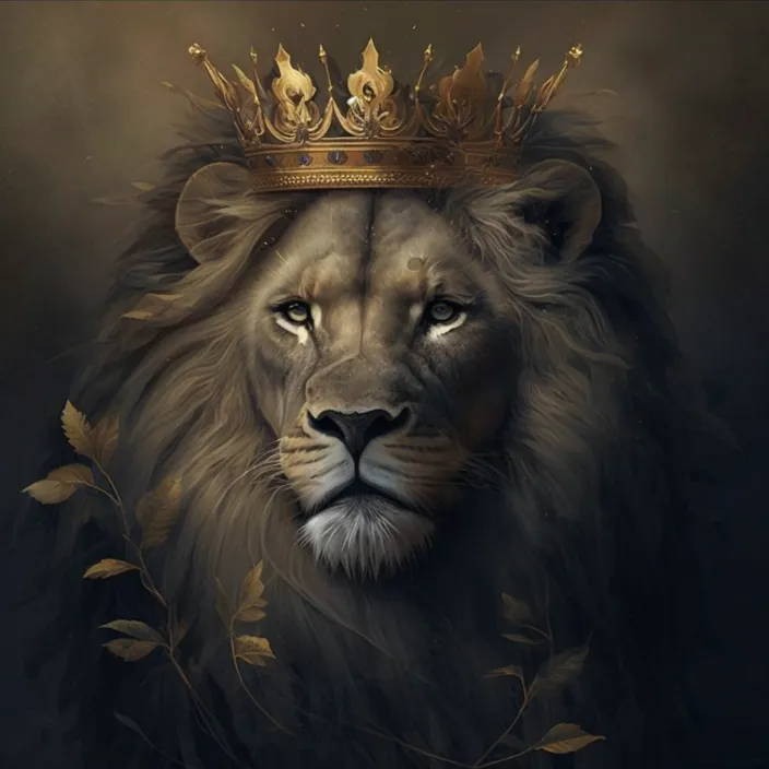 a lion with a crown on its head