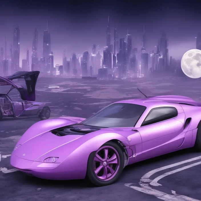 a pink sports car parked in a parking lot. change the car's color to pink