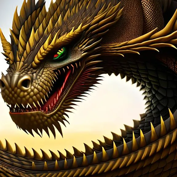 A Close Up of a Dragon With Autumn-Colored Eyes by artist Suraneta. Change the background to an autumn forest