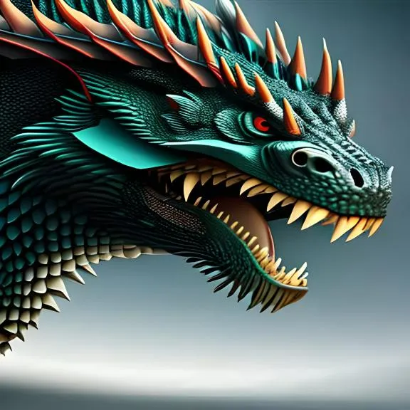 a dragon with its mouth open and sharp teeth in a horror movie scene. Make it scary, like a horror movie scene.