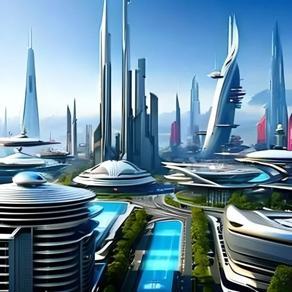 a futuristic city with a lot of tall buildings