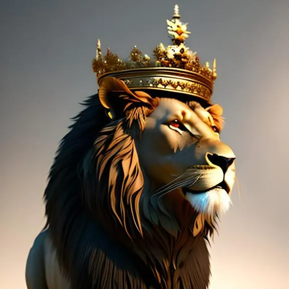 The lion with a crown on its head, taken after amendments to make it darker and scarier. Make it dark and scary