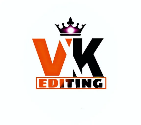 the v k editing logo with a crown on top of it