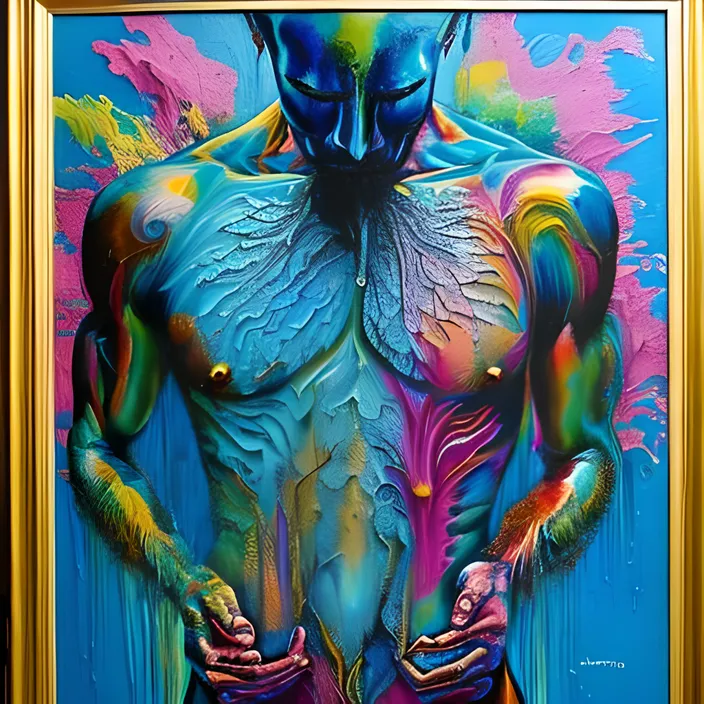 a painting of a man with his hands on his hips