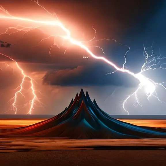 a lightning storm hitting over a mountain in the desert