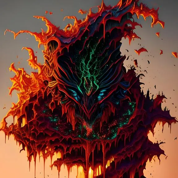 a digital painting of a demon with flames coming out of its mouth