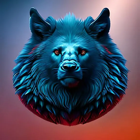 a digital painting of a blue wolf's head