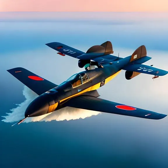 a blue and yellow airplane flying over the ocean