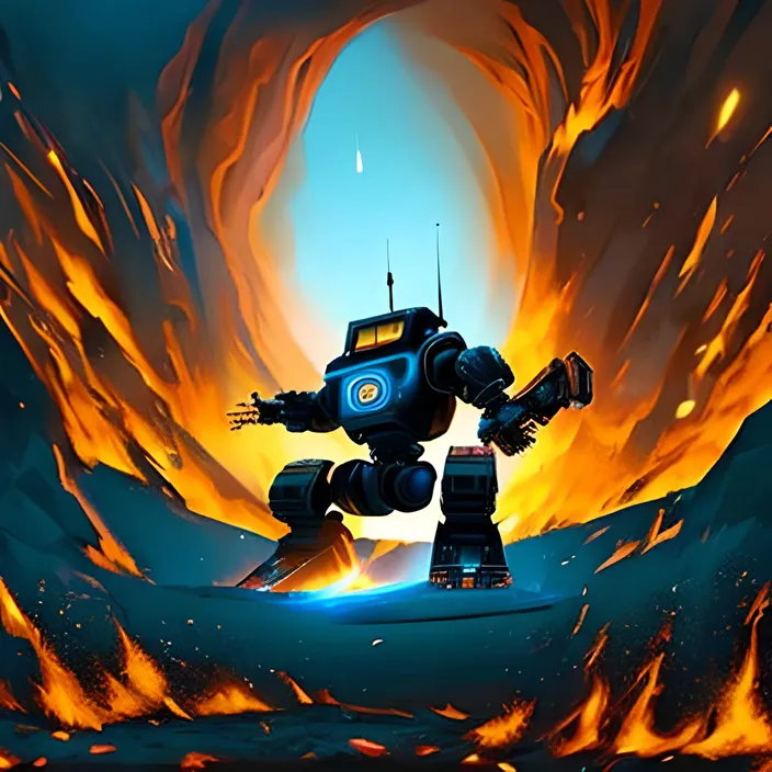 a robot is about to extinguish a fire