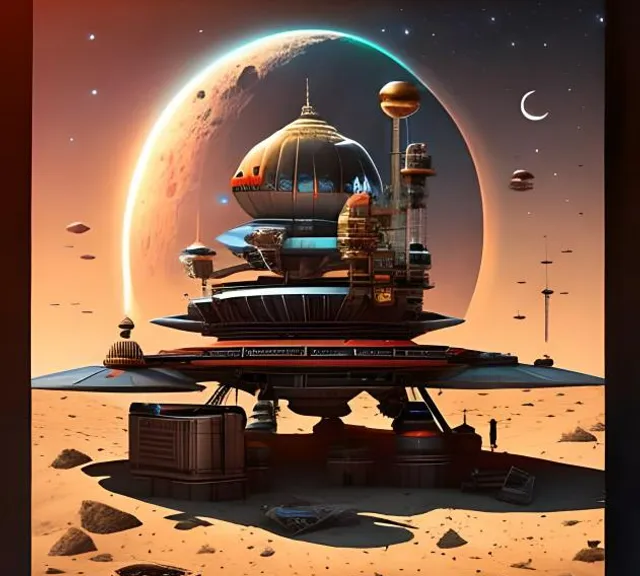 a futuristic space station in the middle of a desert