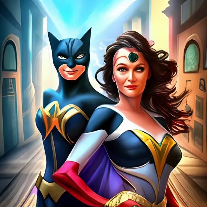 a woman and a man dressed as batman and wonder wonder wonder wonder wonder wonder wonder