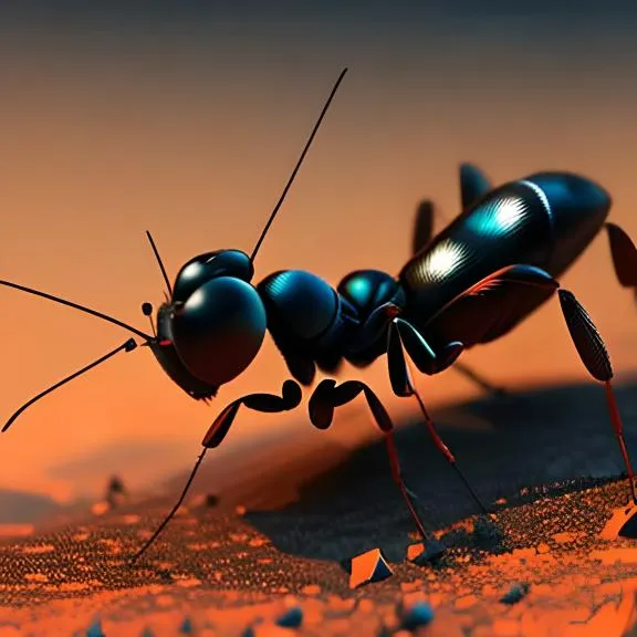 a black ant is standing on the ground