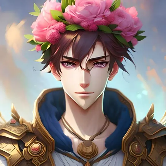 a man wearing a crown of flowers