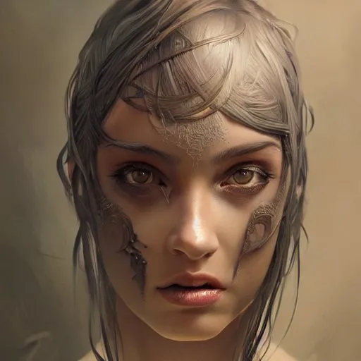a painting of a woman with makeup on her face