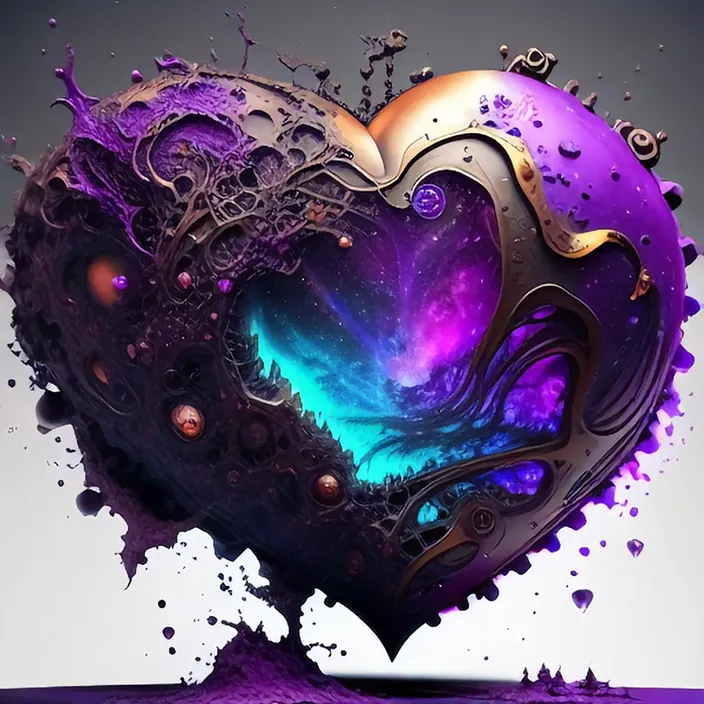 a purple heart with a galaxy in the middle