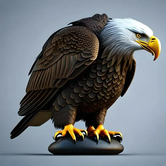 a bald eagle is sitting on a grey background