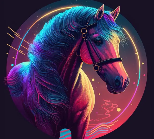 an image of a colorful horse in a circle