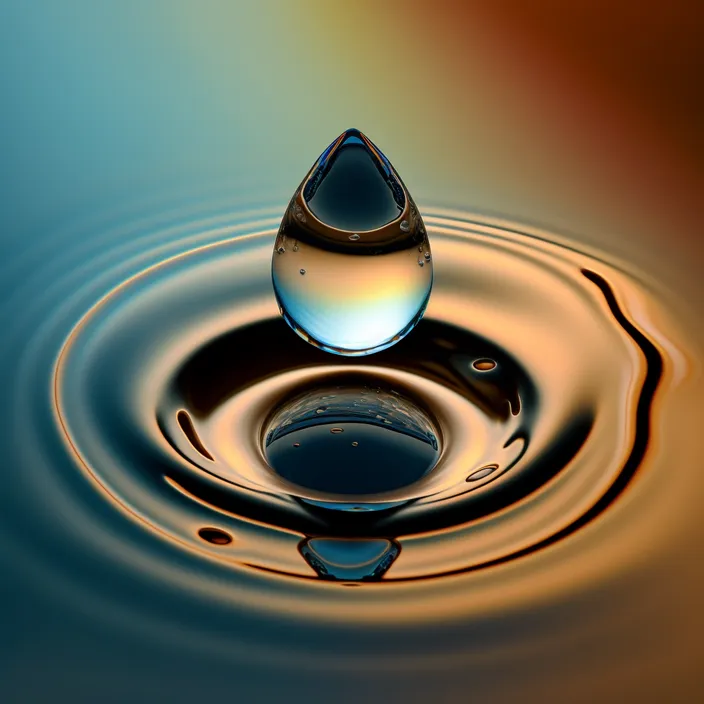 a water drop with a colorful background