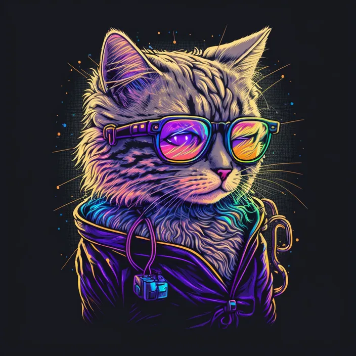 a cat wearing glasses and a leather jacket