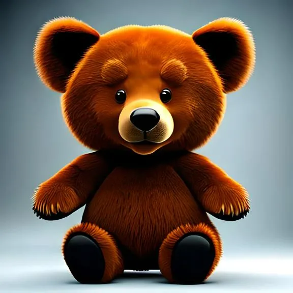 a brown teddy bear sitting on top of a white floor
