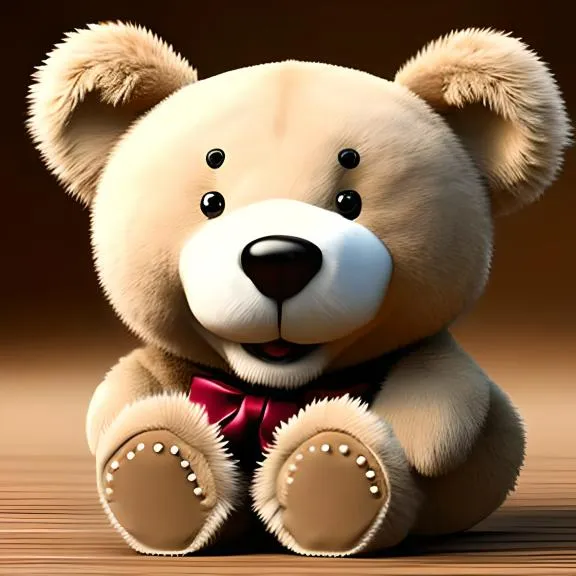 a brown teddy bear sitting on top of a wooden floor