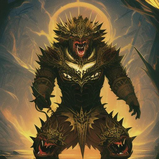 a painting of a demon with a demonish face