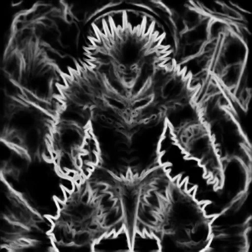 a black and white photo of a demon