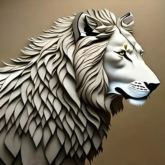 a paper sculpture of a lion's head