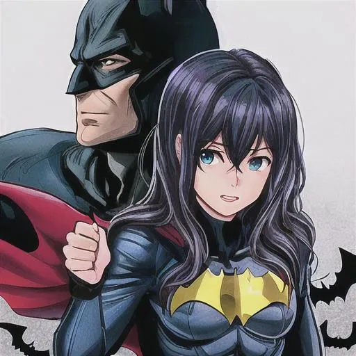 batman and batgirl standing next to each other