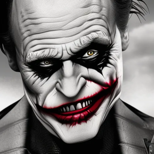 a close up of the face of a joker
