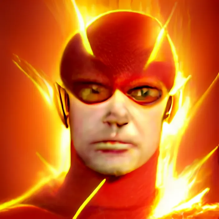 a close up of a person in a flash suit