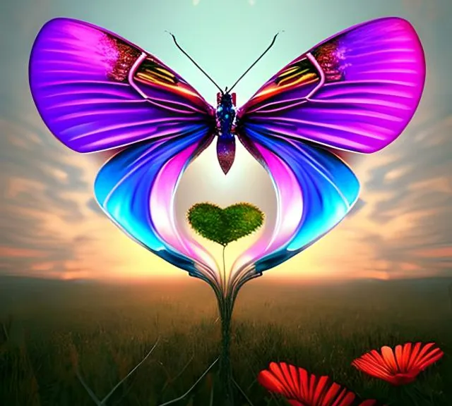 add a pink flower behind the butterfly