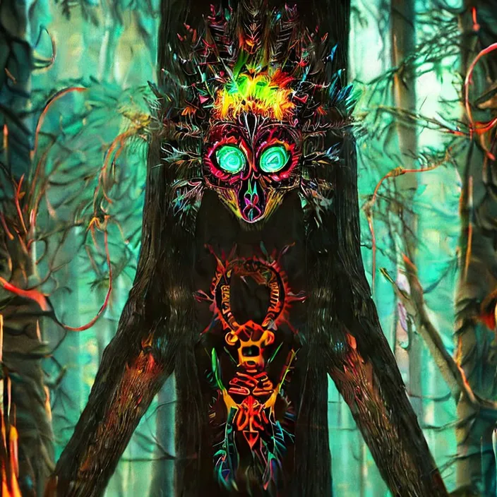 a digital painting of a person in a forest