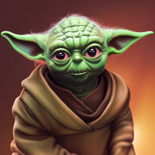 a painting of a baby yoda