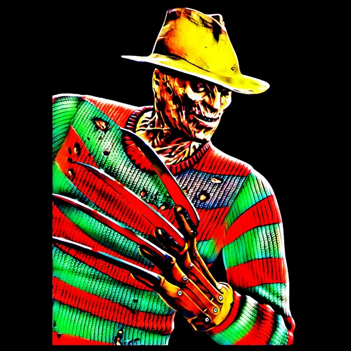 a painting of a man wearing a hat and holding a pair of scissors