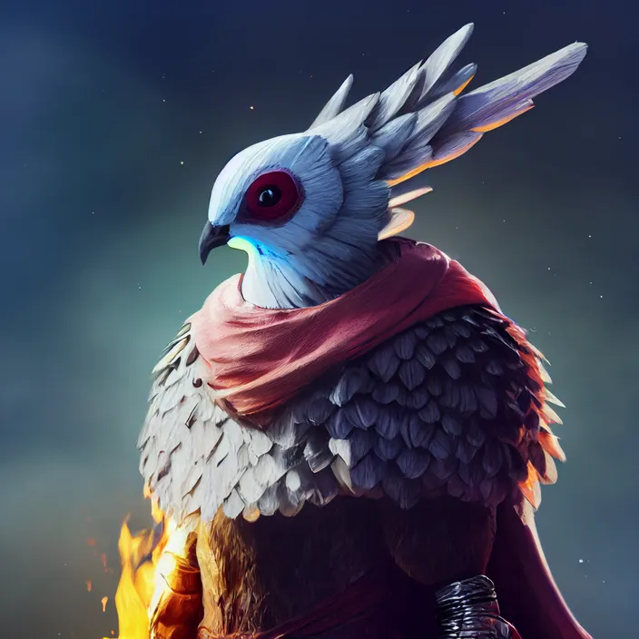 a bird with a scarf around its neck