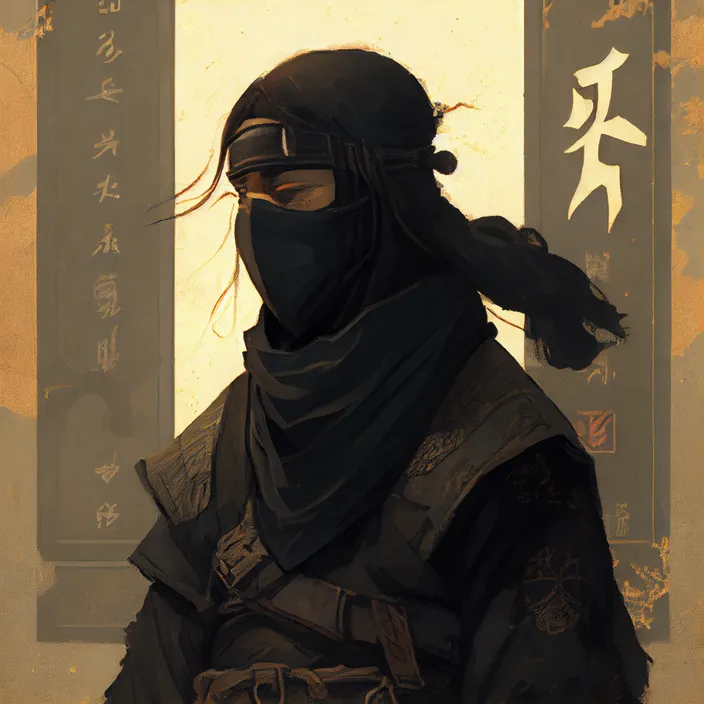 a painting of a person wearing a ninja mask