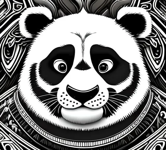 a black and white picture of a panda bear