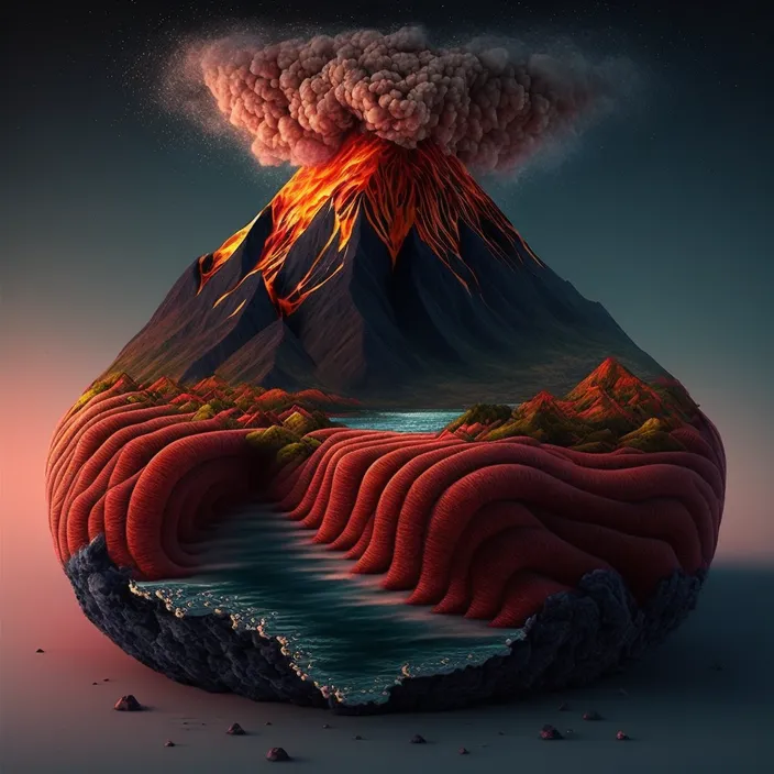 a volcano with a body of water in front of it